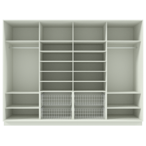 Garderoob Nelja Liuguksega Valge Nelja Pesukorviga 