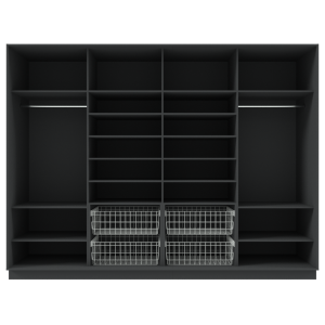 Garderoob Nelja Lükanduksega Must Struktuurne Nelja Pesukorviga