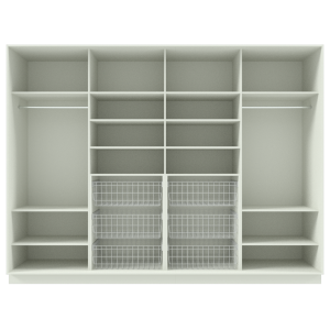 Garderoob Nelja Liuguksega Valge Kuue Pesukorviga 