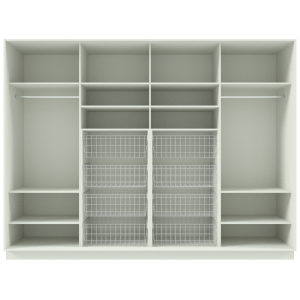 Garderoob Nelja Liuguksega Valge Kaheksa Pesukorviga 