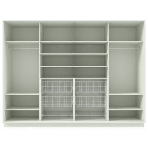 Garderoob Nelja Liuguksega Valge Kahe Jalatsikorvi ja Nelja Pesukorviga 