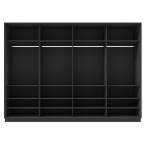 Garderoob Nelja Lükanduksega Must Struktuurne