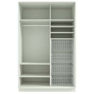 Riidekapp Garderoob Kahe Liuguksega Valge Nelja Pesukorviga paremal