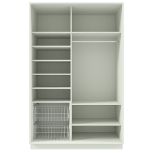 Riidekapp Garderoob Kahe Liuguksega Valge Kahe Pesukorviga vasakul