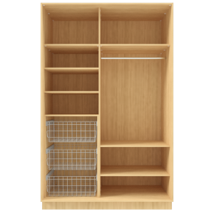 Garderoob Riidekapp Kahe Liuguksega Pähkel Parona Kolme Pesukorviga vasakul.