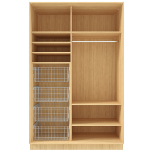 Riidekapp Garderoob Kahe Liuguksega Pähkel Parona Peegliga Nelja Pesukorviga vasakul.