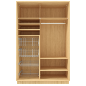 Garderoob riidekapp Kahe Liuguksega Pähkel Parona Kahe Pesukorvi ja Kahe Jalatsikorviga  vasakul.