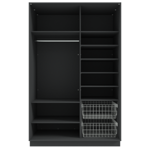 Garderoob Kahe Liuguksega Must Struktuurne Peegliga Kahe Pesukorviga paremal.