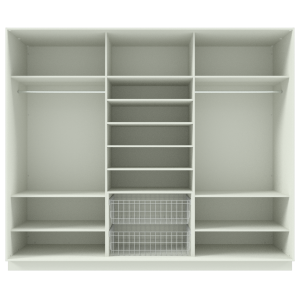 Garderoob Riidekapp Valge Kolme Liuguksega Kahe Pesukorviga 