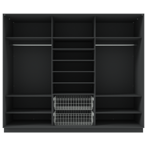 Garderoob Kolme Liuguksega Must Struktuurne Kahe Pesukorviga