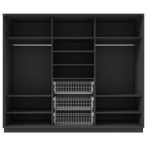 Garderoob Must Struktuurne Kolme Liuguksega Peegliga Kolme Pesukorviga 