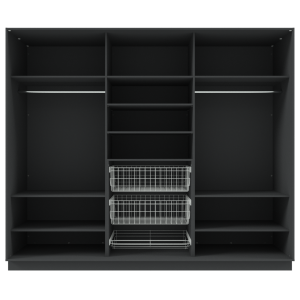 Garderoob Kolme Liuguksega Must Struktuurne Kahe Pesukorviga Ühe Jalatsikorviga