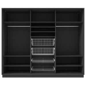 Garderoob Must Struktuurne Kolme Liuguksega Peegliga Kahe Pesukorviga Kahe Jalatsikorviga