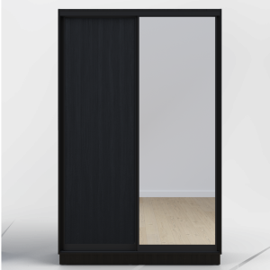 Riidekapp Garderoob Kahe Liuguksega Must Struktuurne Peegliga Uksega