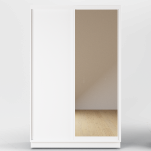 Riidekapp Garderoob Kahe Liuguksega Valge  Peegluksega