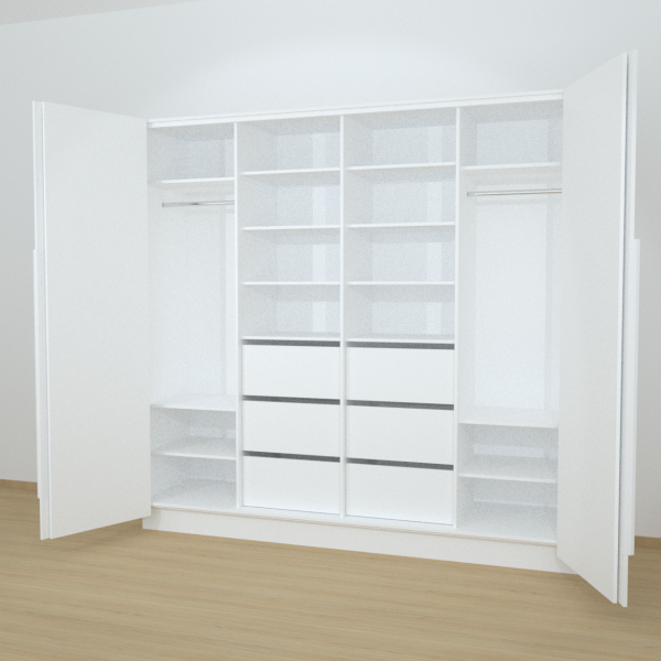 Riidekapp Garderoob Kahe Voldikuksega Kuue Sahtliga Valge