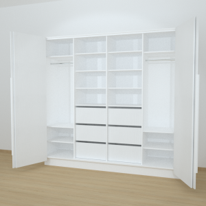 Riidekapp Garderoob Kahe Voldikuksega Kuue Sahtliga Valge Struktuurne