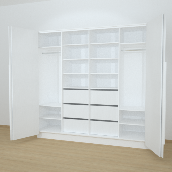 Riidekapp Garderoob Kahe Voldikuksega Kuue Sahtliga Valge Struktuurne