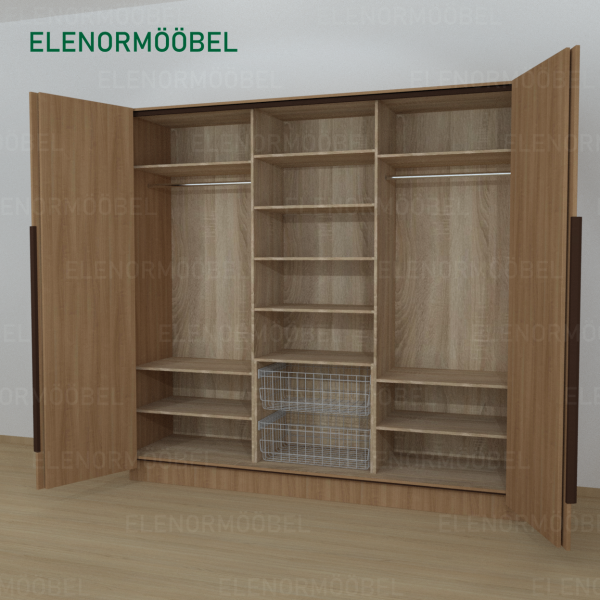 Riidekapp Garderoob Kahe Voldikuksega Kahe Pesukorviga Pähkel Parona