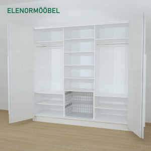 Riidekapp Garderoob Kahe Voldikuksega Kahe Pesukorviga Valge Struktuurne