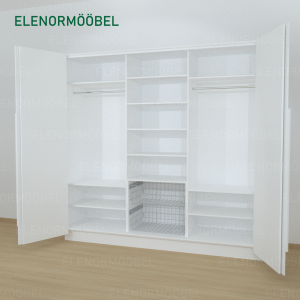 Riidekapp Garderoob Kahe Voldikuksega Kahe Pesukorviga  Valge 