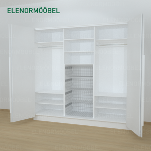 Riidekapp Garderoob Kahe Voldikuksega Nelja Pesukorviga Valge Struktuurne