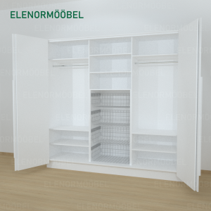 Riidekapp Garderoob Kahe Voldikuksega Nelja Pesukorviga  Valge 