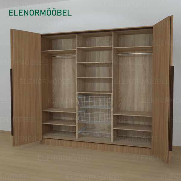 Riidekapp Garderoob Kahe Voldikuksega Kahe Pesukorviga Ühe Jalatsikorviga Pähkel Parona