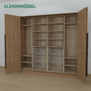 Riidekapp Garderoob Kahe Voldikuksega Nelja Pesukorviga Kahe Jalatsikorviga Pähkel Parona