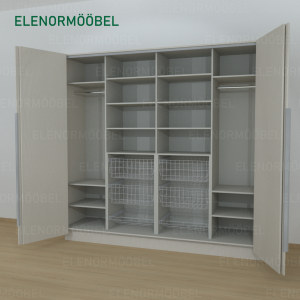 Riidekapp Garderoob Kahe Voldikuksega Nelja Pesukorviga Kahe Jalatsikorviga Kašmiir Hall