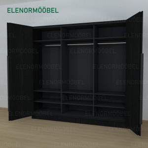 Riidekapp Garderoob Kahe Voldikuksega Must Struktuurne