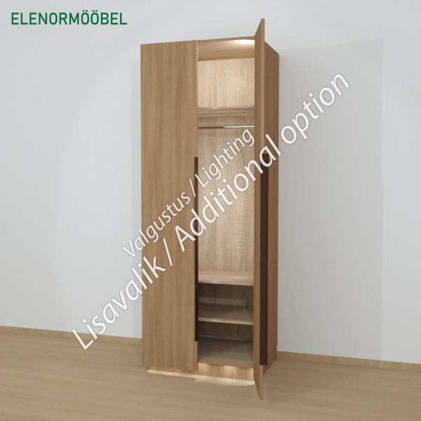 Riidekapp Garderoob Kahe Käänduksega Pähkel Parona