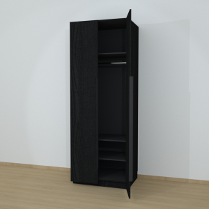 Riidekapp Garderoob Kahe Käänduksega Must Struktuurne