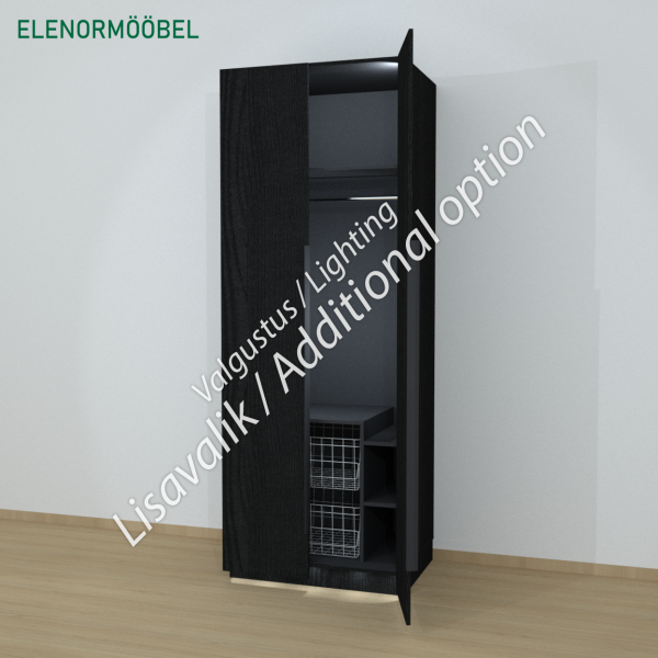 Riidekapp Garderoob Kahe Käänduksega Kahe Pesukorviga Must Struktuurne