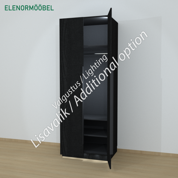 Riidekapp Garderoob Kahe Käänduksega Must Struktuurne