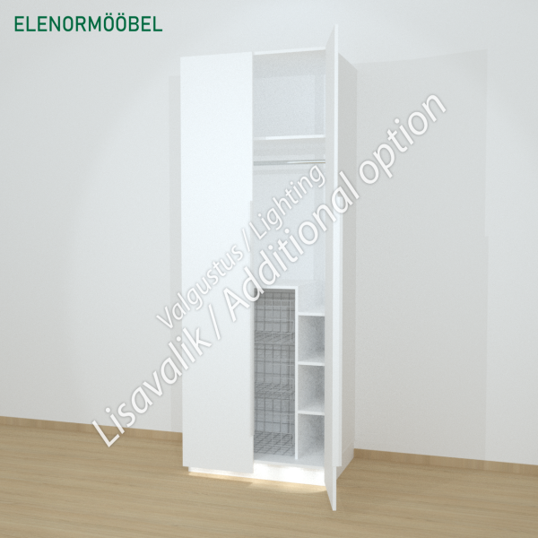 Riidekapp Garderoob Kahe Käänduksega Kolme Pesukorviga Valge 