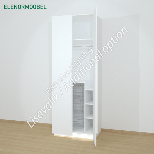 Riidekapp Garderoob Kahe Käänduksega Kahe Pesukorviga Ühe Jalanõudekorviga Valge 