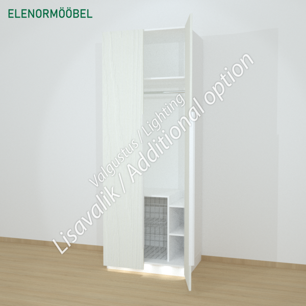 Riidekapp Garderoob Kahe Käänuksega Kahe Pesukorviga Valge Struktuurne