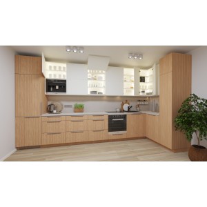 Riiul . Kaks seatava kõrgusega riiulit avatud kapis.