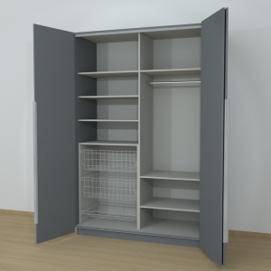 Riidekapp Garderoob Voldikuksega Kahe Pesukorviga Ühe  Jalatsiorviga Vasakul Monument Hall