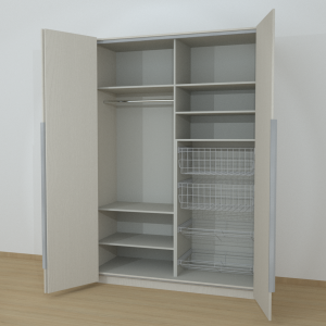 Riidekapp Garderoob Voldikuksega Kahe Pesukorviga Ja Kahe Jalatsikorviga Paremal Kašmiir Hall