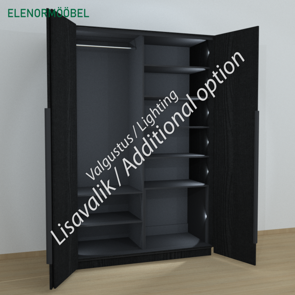 Riidekapp Garderoob Voldikuksega Kahe Pesukorviga Ühe Jalatsikorviga Paremal Must Struktuurne