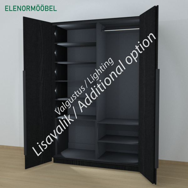 Riidekapp Garderoob Voldikuksega Nelja Pesukorviga Vasakul Must Struktuurne