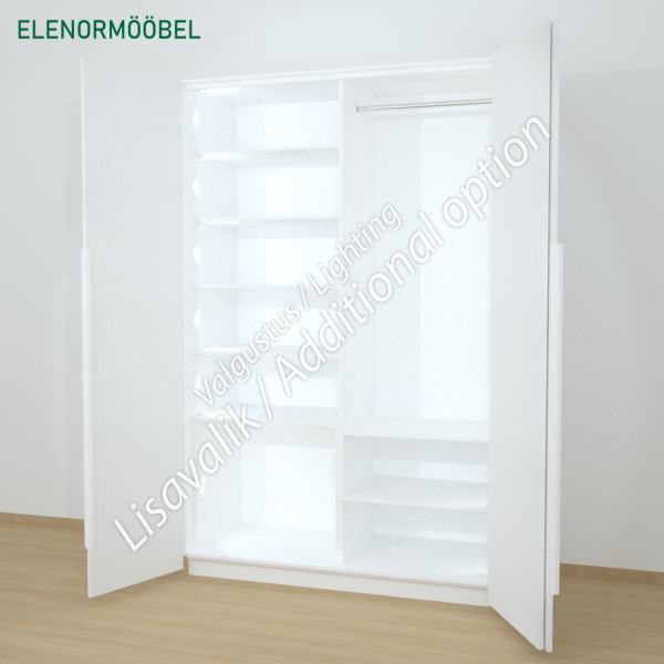 Riidekapp Garderoob Voldikuksega Kahe Pesukorviga Vasakul Valge Struktuurne