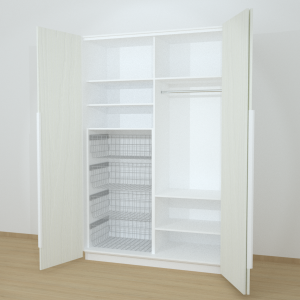 Riidekapp Garderoob Voldikuksega Nelja Pesukorviga Vasakul Valge Struktuurne