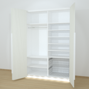 Riidekapp Garderoob Voldikuksega Kahe Pesukorviga Paremal Valge Struktuurne