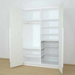 Riidekapp Garderoob Voldikuksega Kolme Pesukorviga Paremal Valge Struktuurne