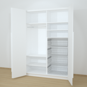 Riidekapp Garderoob Voldikuksega Nelja Pesukorviga Paremal Valge 