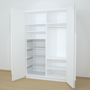 Riidekapp Garderoob Voldikuksega Nelja Pesukorviga Vasakul Valge 