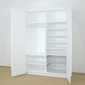 Riidekapp Garderoob Voldikuksega Kahe Pesukorviga Paremal Valge 